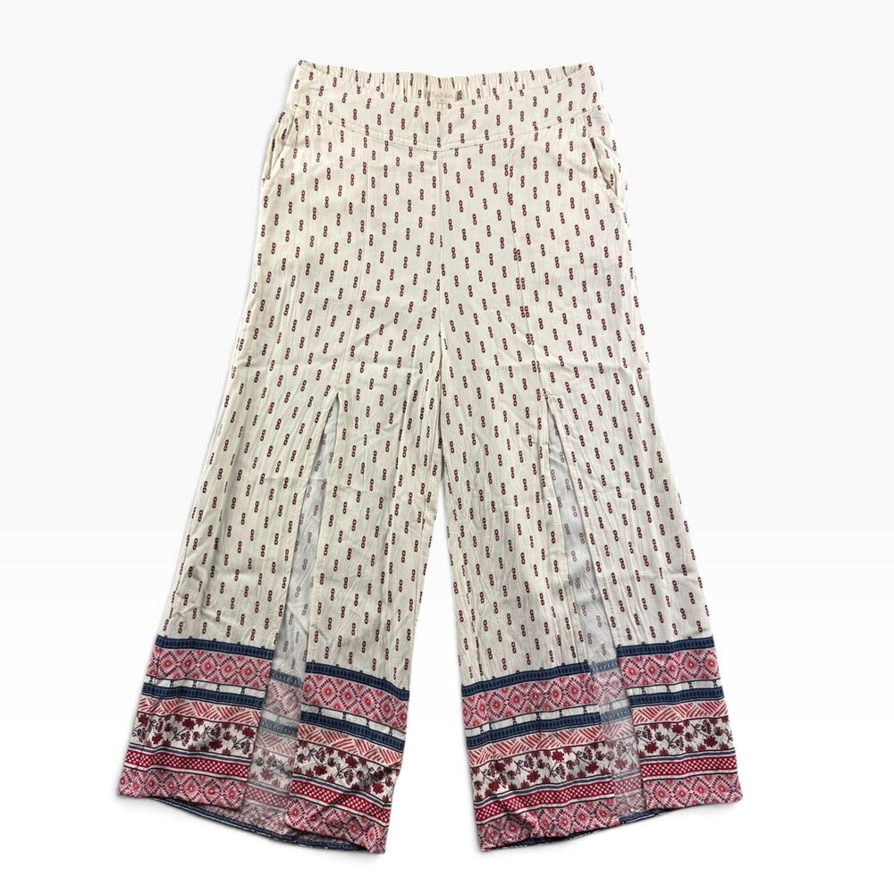 Altar’d State Lightweight Pants Womens Sz M Flare Split Leg High Rise Boho Aztec